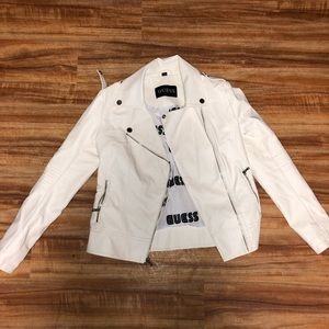 NWOT Guess White Faux Leather Soft Jacket Small